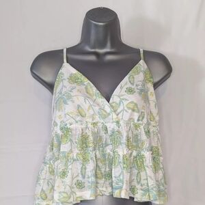 SO White Floral Crop Top Tank Shirt Juniors Size Large L NWT